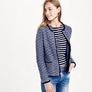 NWT J. Crew Tweed Knit Sweater Jacket with Fringe Trim